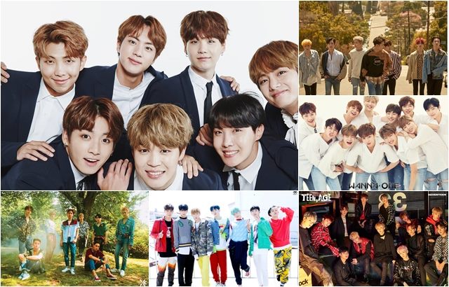 BTS、EXO、MOSTA X、GOT7、Wanna One、SEVEVTEEN