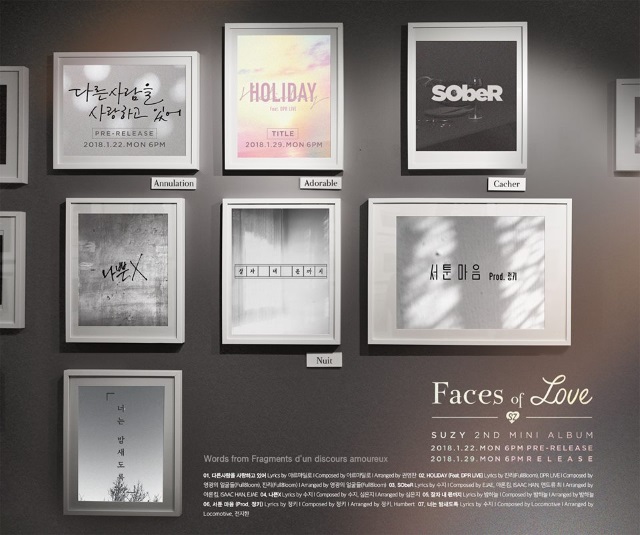 Suzy《Face of Love》曲目