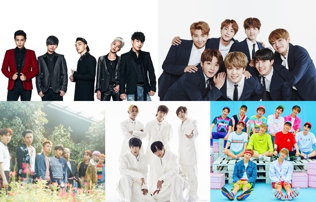 BIGBANG、BTS、EXO、H.O.T.、Wanna One