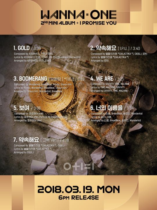 Wanna One 迷你二輯曲目表