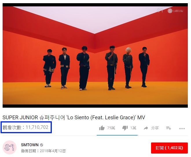 Super Junior《Lo Siento》MV 頁面截圖