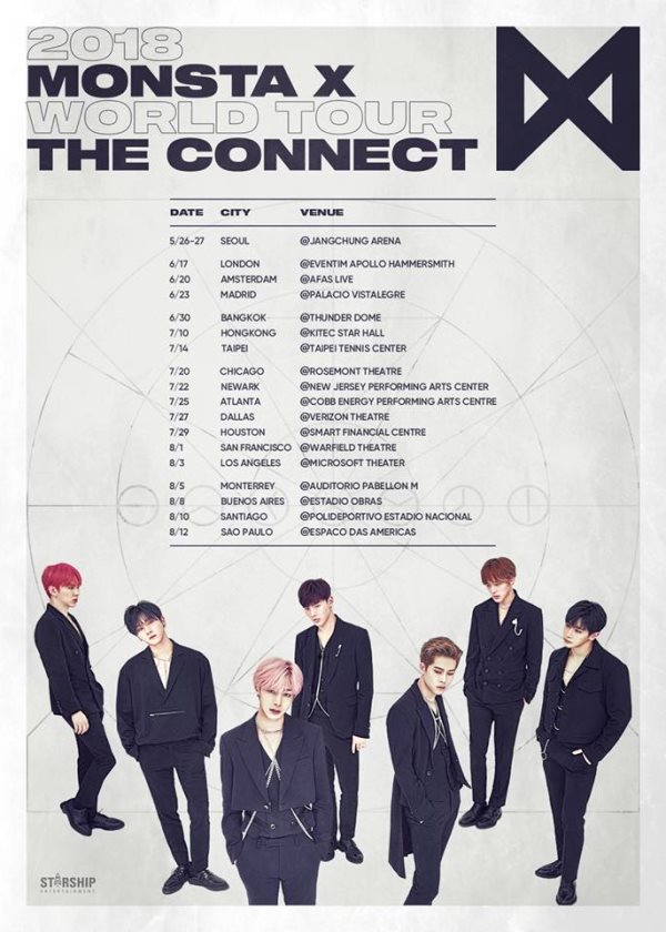 MONSTA X 世巡完整行程表公開，確定7月14日來台開唱！ Kpopn