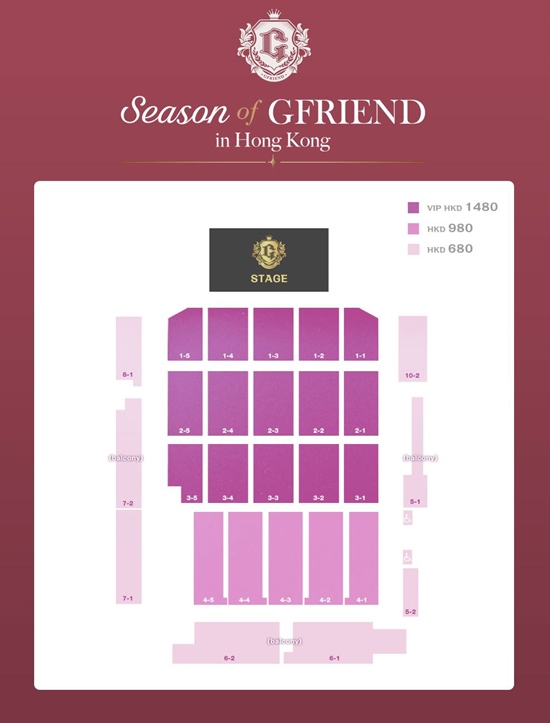 GFRIEND 香港演唱會座位圖