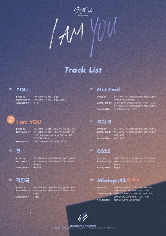 Stray Kids 迷你三輯《I am YOU》曲目表