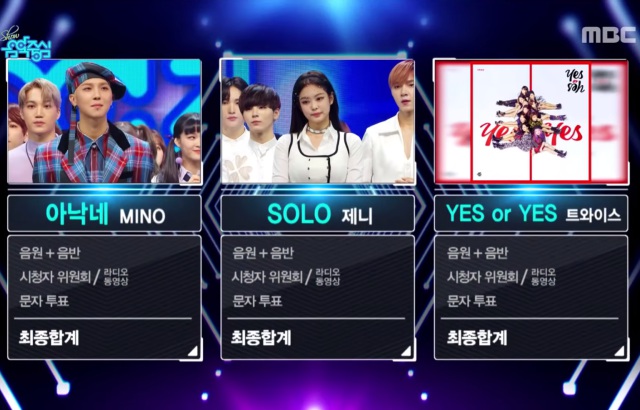 20181215《音樂中心》一位：MINO vs. JENNIE vs. TWICE