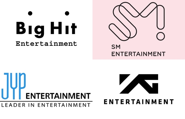 Big Hit、S.M.、JYP、YG logo