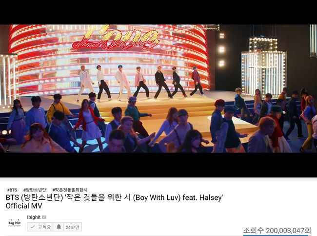 BTS《Boy With Luv》MV 破兩億