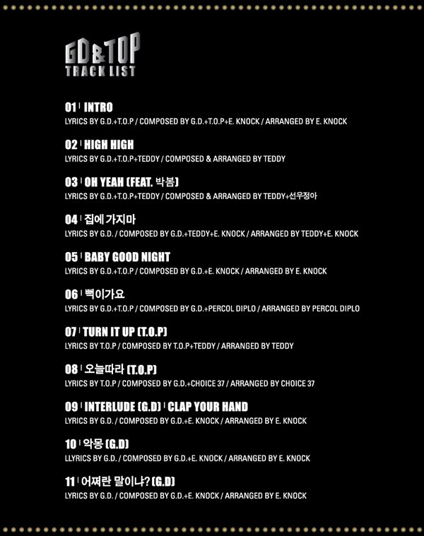 GD TOP 歌單