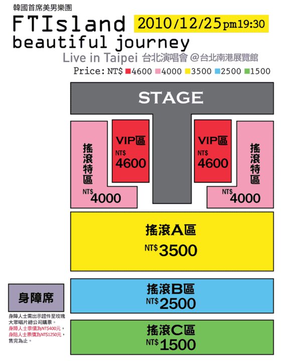 FTIsland 台北舞台更動