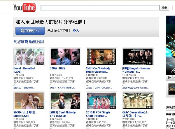 韓團在youtube的點擊率