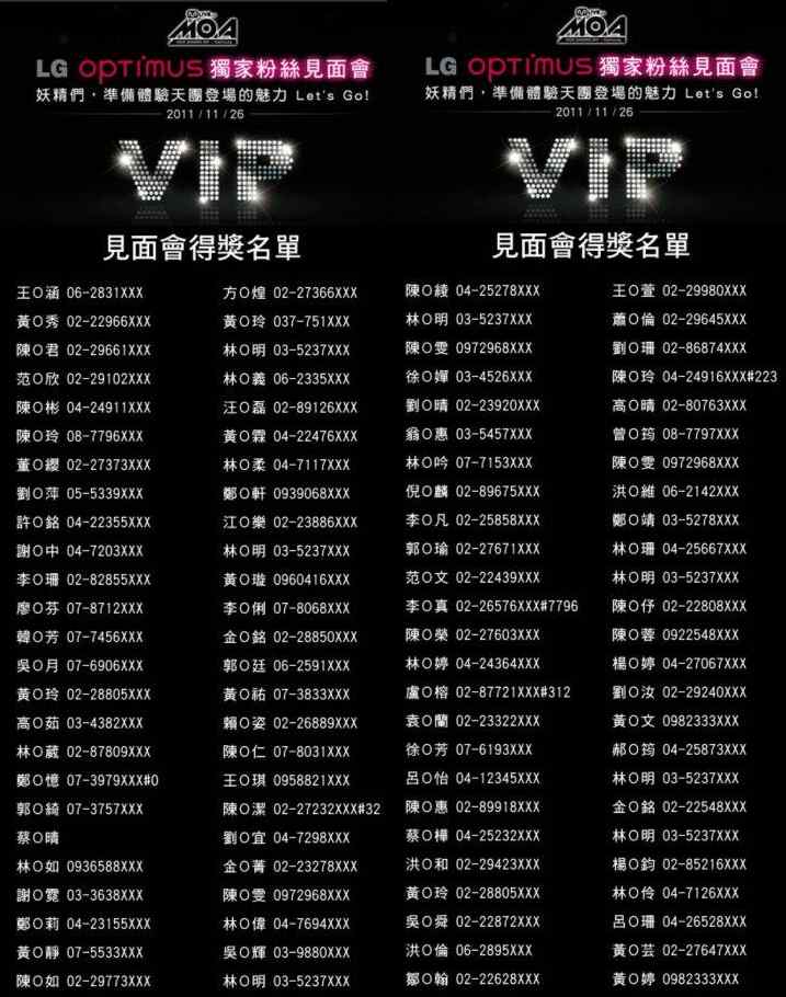 SJ LG 粉絲見面會中獎名單