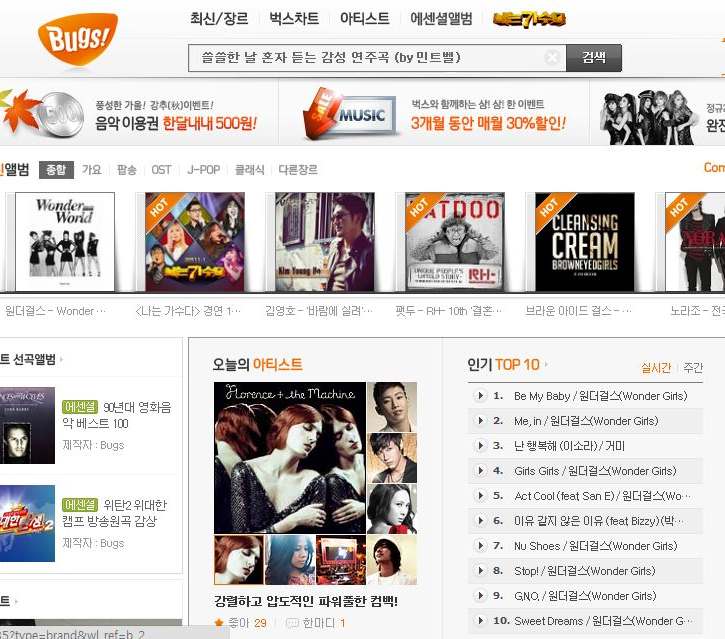 Wonder Girls on Bugs chart