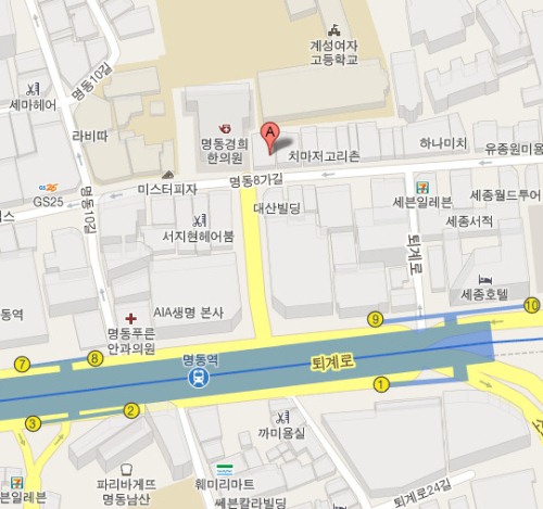 明洞老字號烤肉店 大原 地圖 明洞老字號烤肉店 大原 地圖