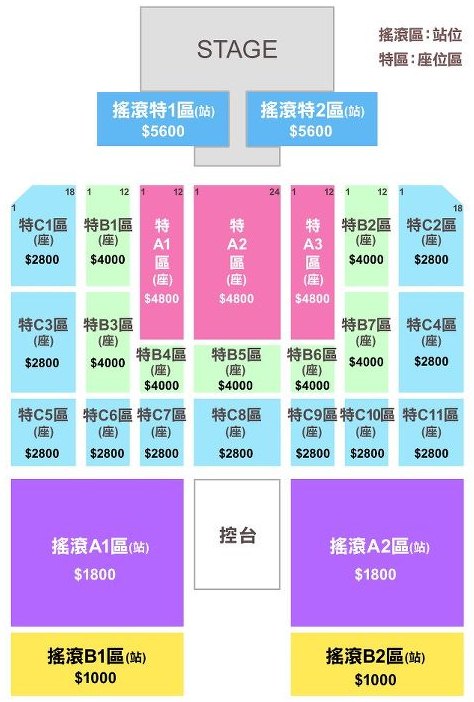 CNBLUE 2012演唱會台北場座位圖