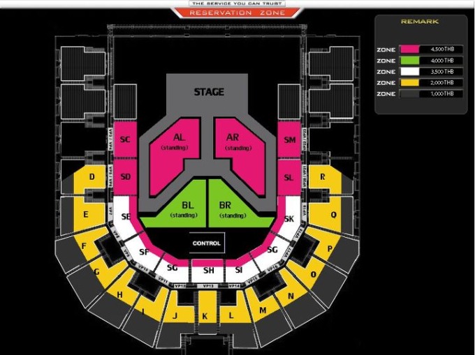 2PM HANDS UP ASIA TOUR in BANGKOK 2012 seats