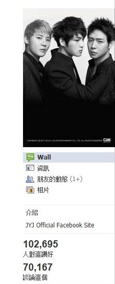 JYJ FB讚好人數