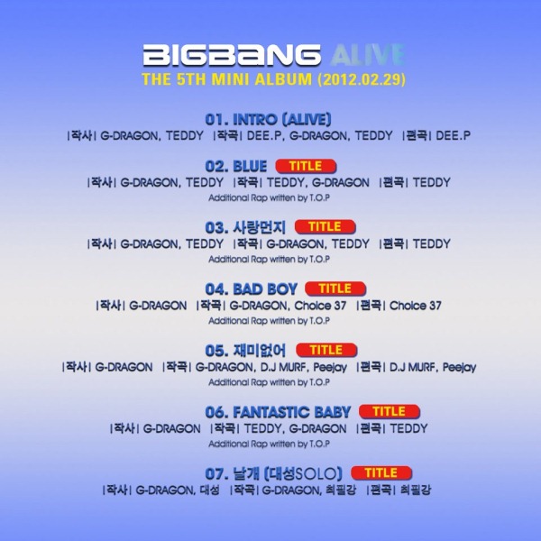 BIGBANG Alive 全主打 BIGBANG Alive 全主打