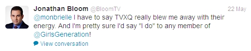 120524 JB tweet about TVXQ 120524 JB tweet about TVXQ