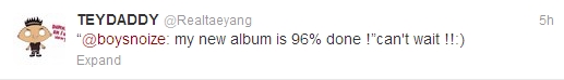 120608 Taeyang's tweet 120608 Taeyang's tweet