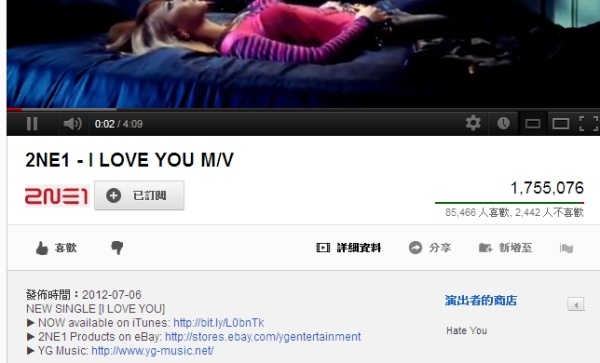 2NE1 MV 點擊破百萬 2NE1 MV 點擊破百萬