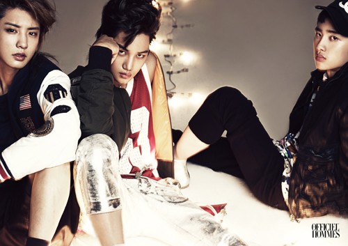 Chan Yeol、KAI、D.O. L'Officiel Hommes 畫報