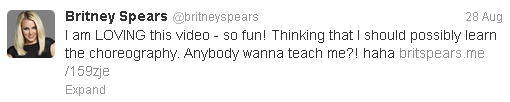 Britney's tweet for Gangnam Style