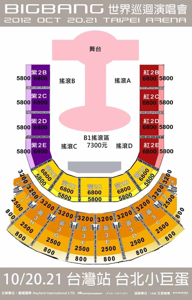 BIGBANG 演唱會座位圖 BIGBANG 演唱會座位圖