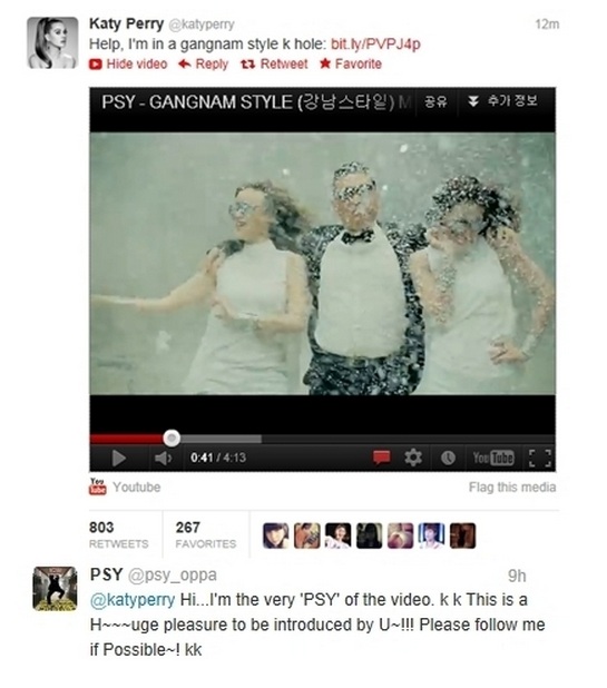 Psy & Katy Perry's tweet