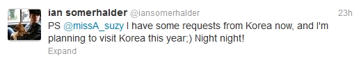120921 Ian's tweet to Suzy