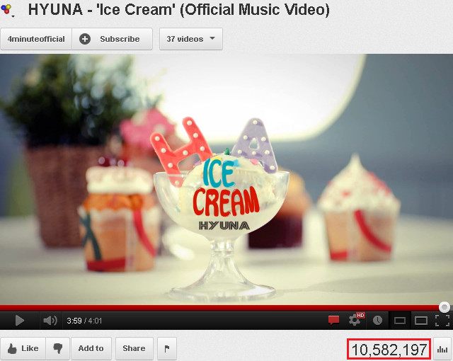 泫雅 Ice Cream MV 破千萬 泫雅 Ice Cream MV 破千萬