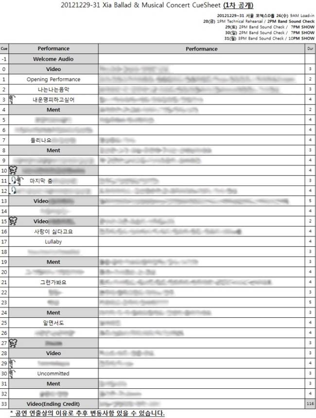 俊秀年末演唱會 rundown