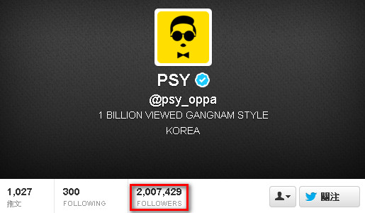 PSY - Twitter 200萬