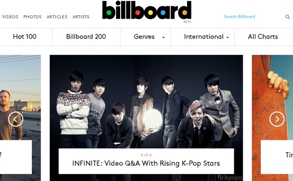 INFINITE 登 Billboard 首頁