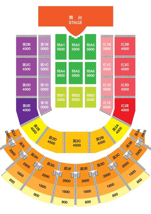 CNBLUE 世巡台北場座位圖 CNBLUE 世巡台北場座位圖