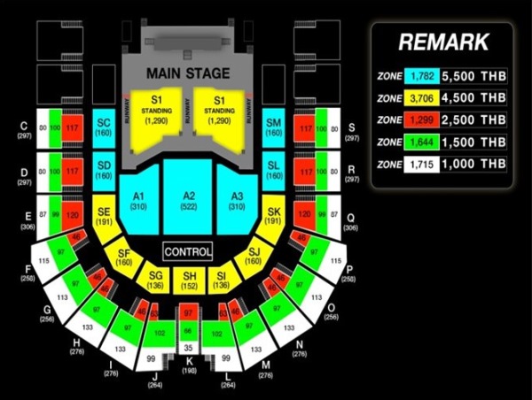 2013 2PM LIVE TOUR 曼谷場座位圖