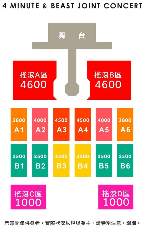 4Minute & BEAST 演唱會座位圖