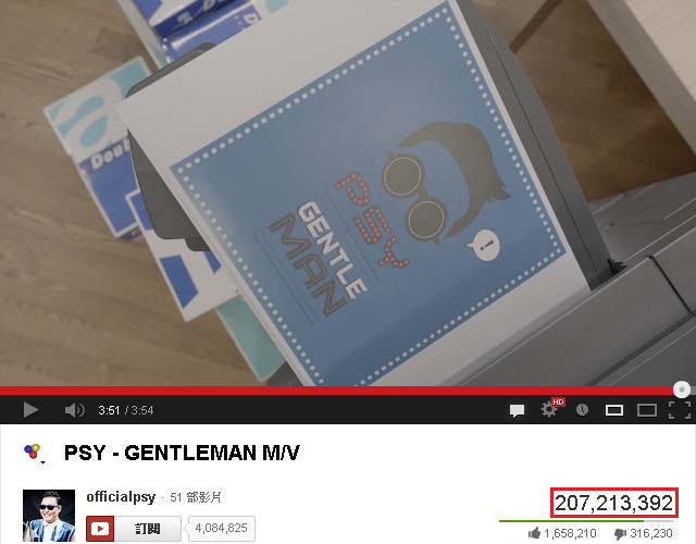 PSY "GENTLEMAN" MV 點擊率破2億 PSY "GENTLEMAN" MV 點擊率破2億