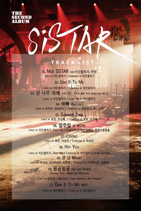 SISTAR 二輯曲目