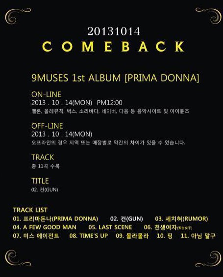 Nine Musrs 正規一輯 PRIMA DONNA 曲目 Nine Musrs 正規一輯 PRIMA DONNA 曲目
