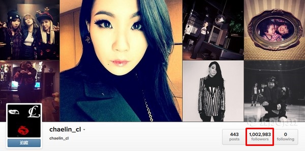 CL Instagram 粉絲破百萬