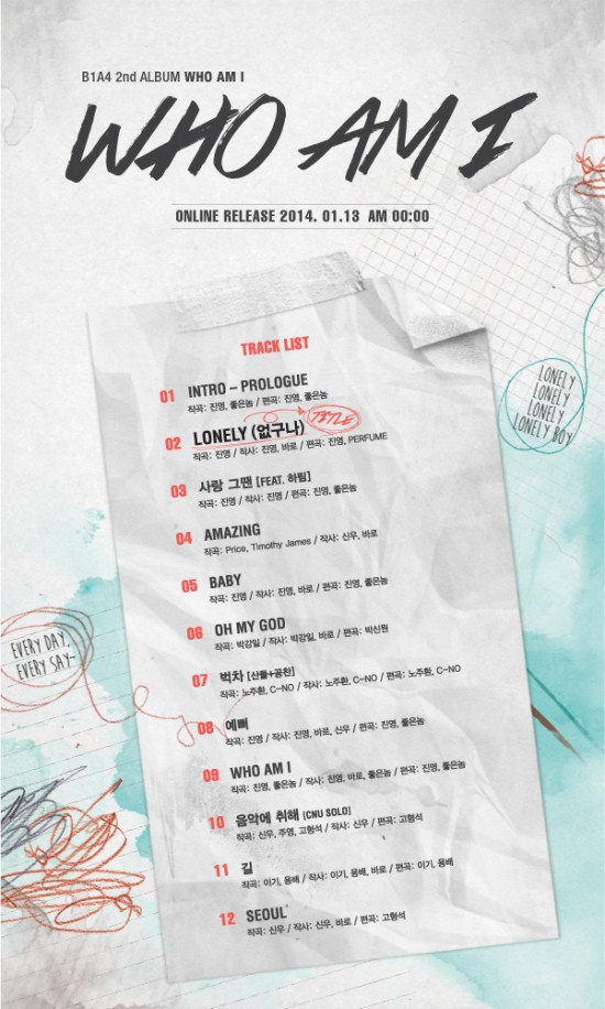 B1A4 "WHO AM I" 曲目 B1A4 "WHO AM I" 曲目