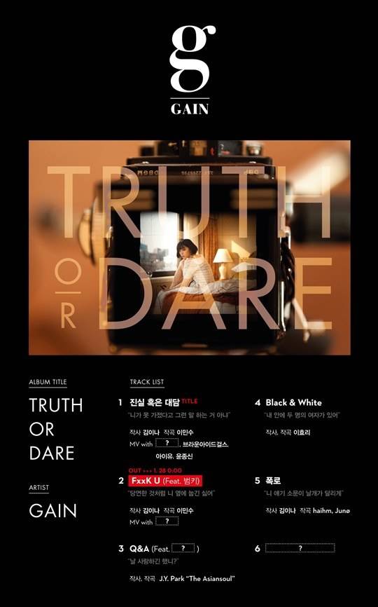 佳人 "Truth or Dare" 曲目