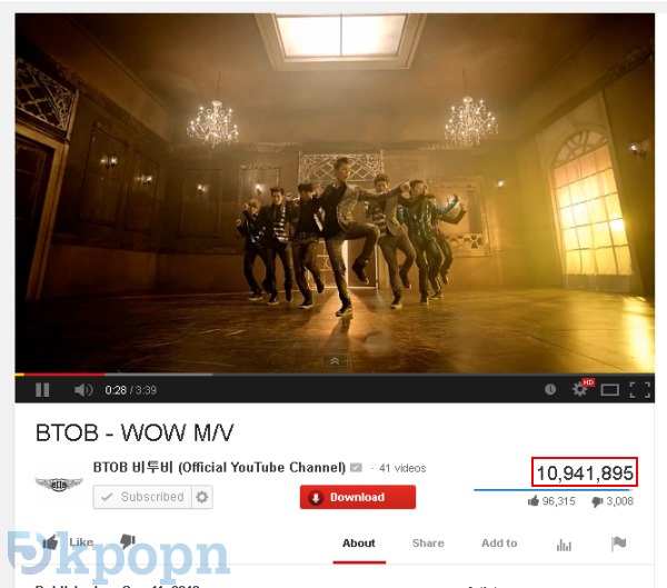 BTOB "WOW" 點閱率破千萬