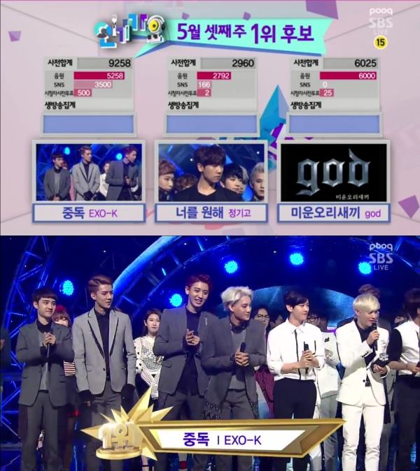140518 EXO 人氣歌謠 一位