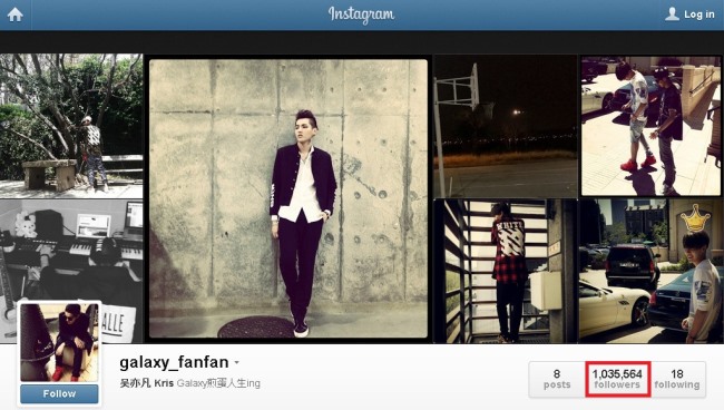 KRIS INSTAGRAM 突破100萬人