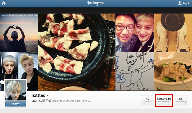 EXO TAO IG 破百萬