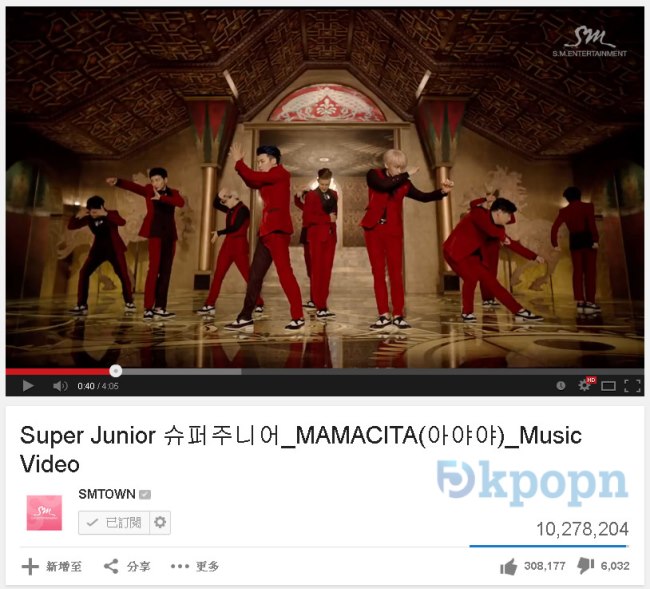 Super Junior《MAMACITA》觀覽人次破一千萬