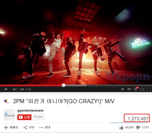 2PM "GO CRAZY!" MV 瀏覽破百萬