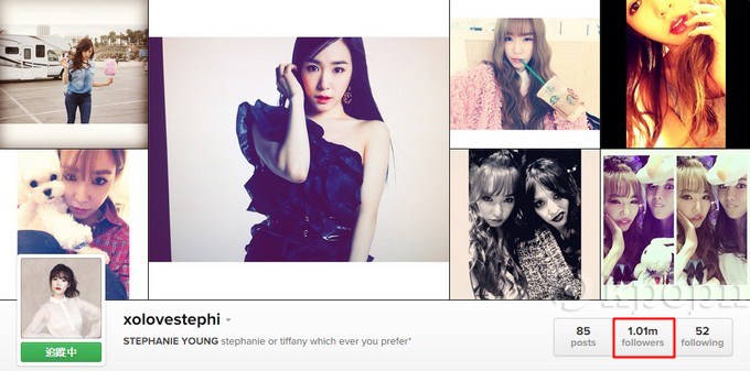 Tiffany Instagram 粉絲破百萬 Tiffany Instagram 粉絲破百萬