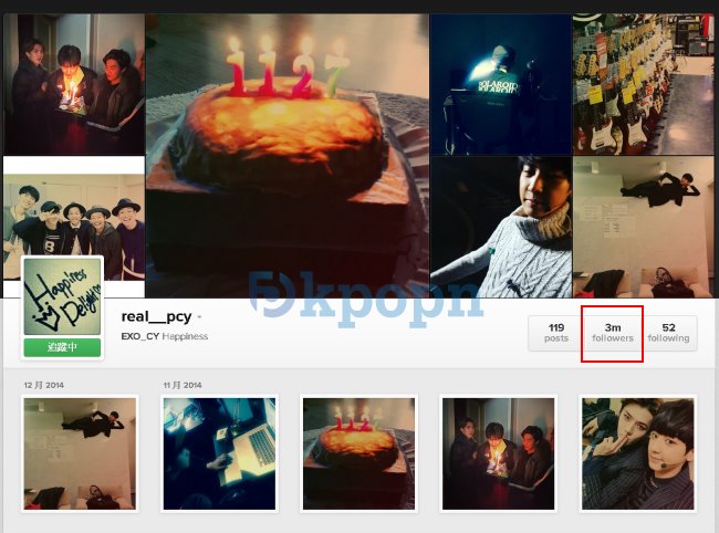 Chan Yeol IG 粉絲破三百萬